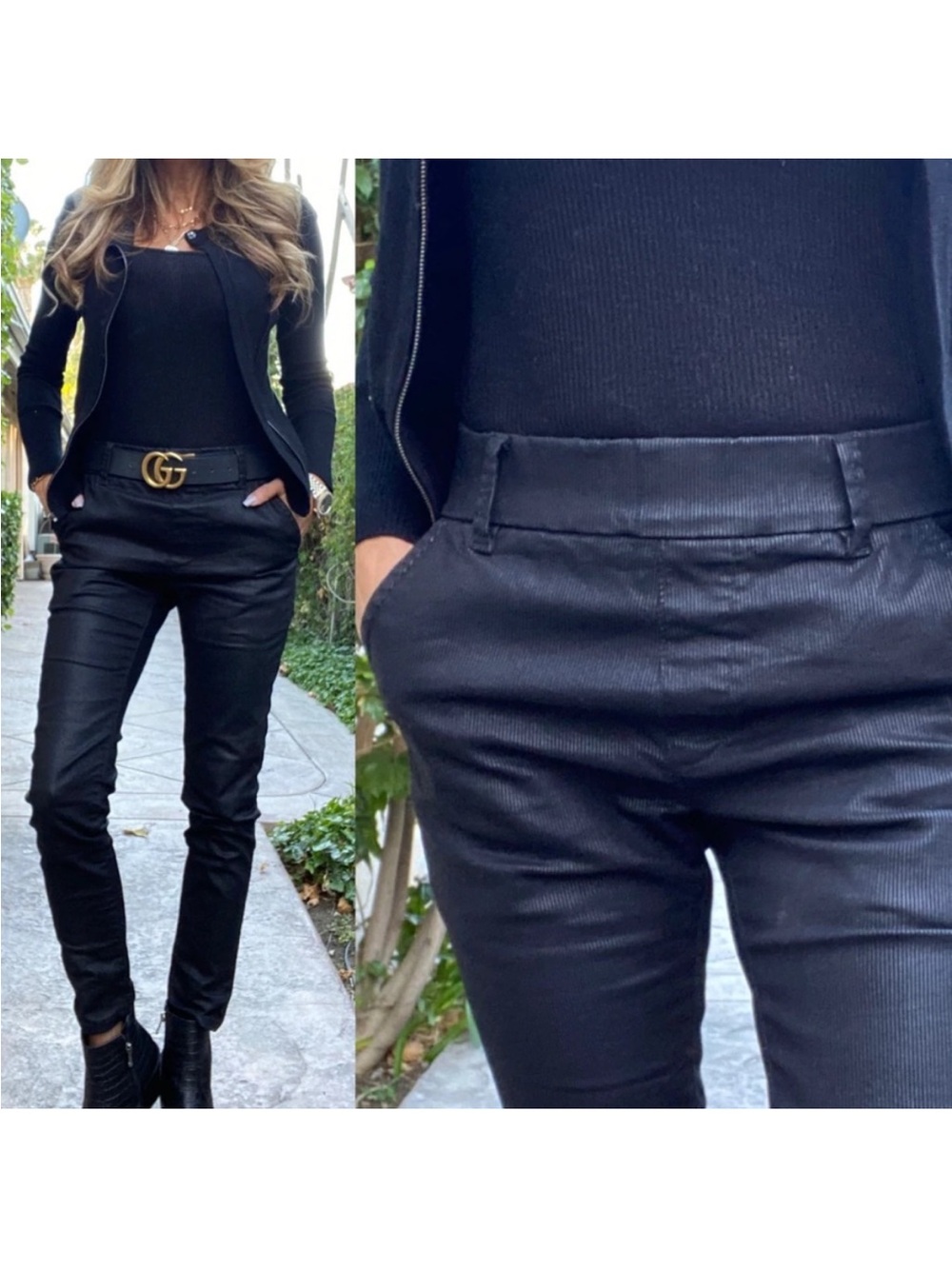 BEVY FLOG Dafna High Rise Black Pinstriped Pants